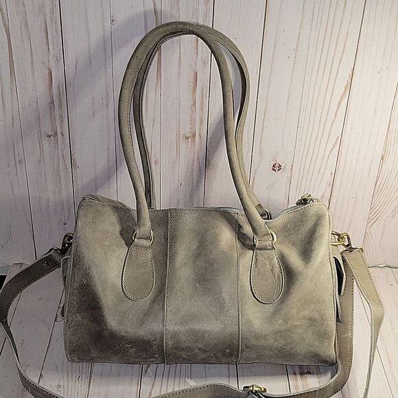 Addis Jemari Grey leather Barrel Bag - Picture 3 of 8